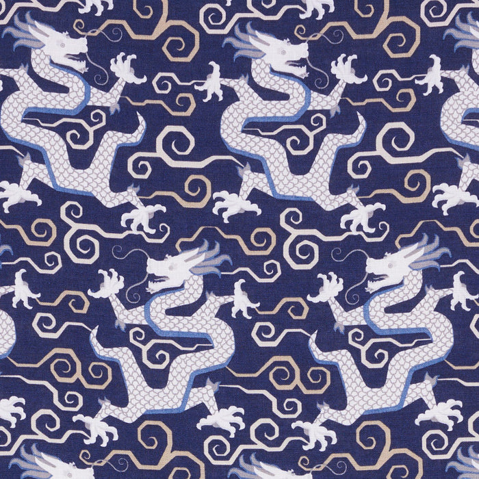 Schumacher Bixi Dragon Blue Fabric 179000