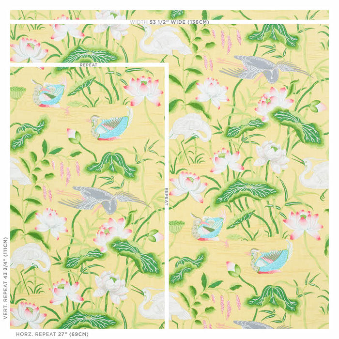 Schumacher Lotus Garden Yellow Fabric 179040