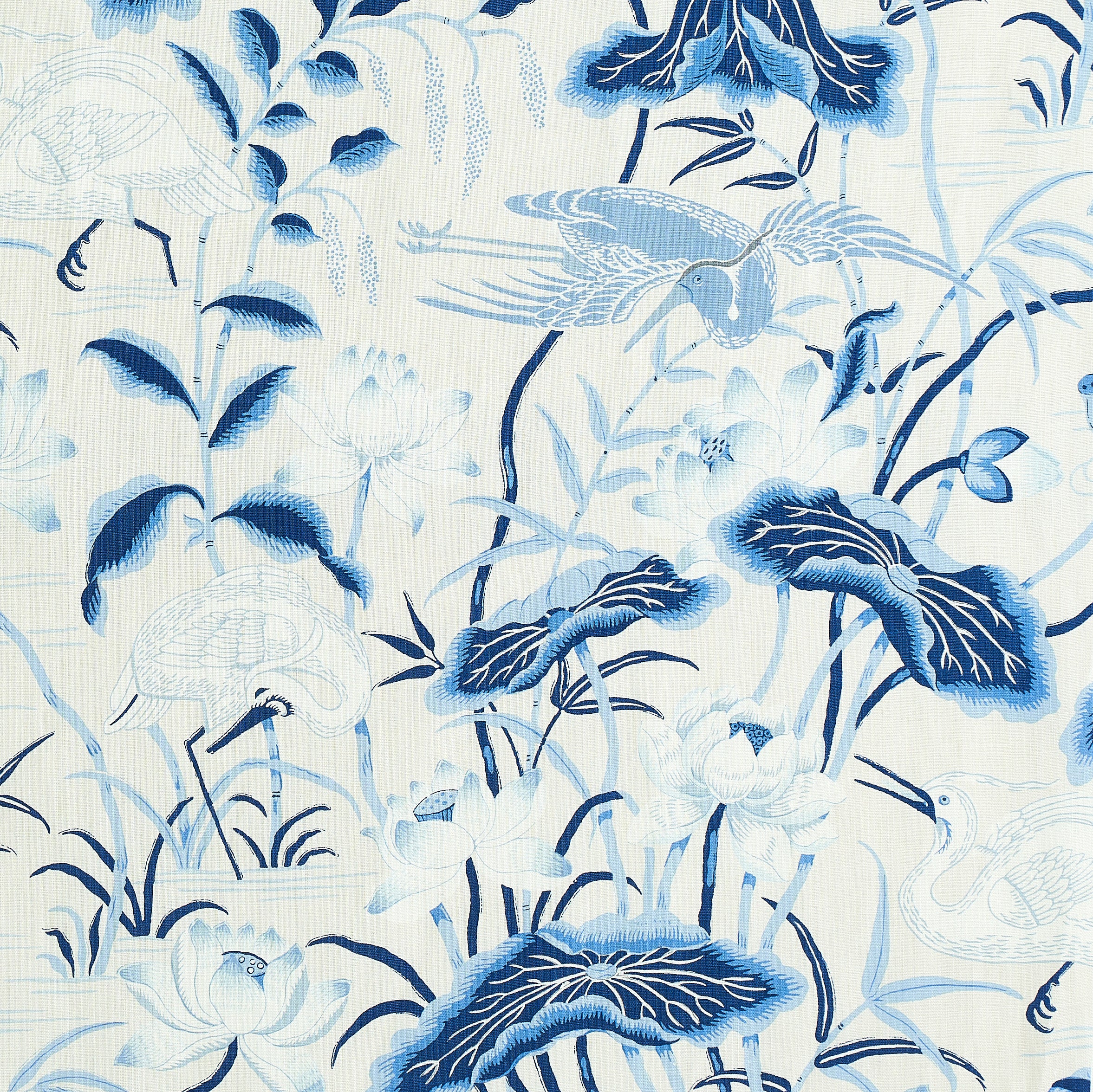 Schumacher Lotus Garden Porcelain Fabric 179042