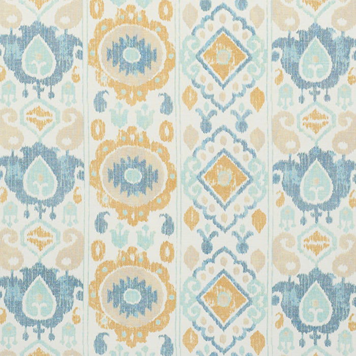 Schumacher Elizia Ikat Sky & Ochre Fabric Sample 179050