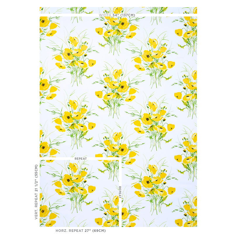 Schumacher Joni Chintz Yellow Fabric Sample 179060