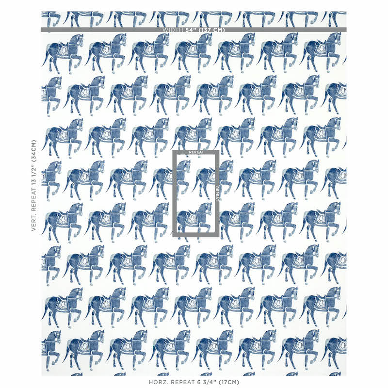 Schumacher Marwari Horse Navy Fabric 179130