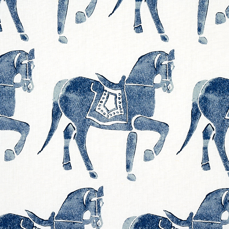 Schumacher Marwari Horse Navy Fabric 179130