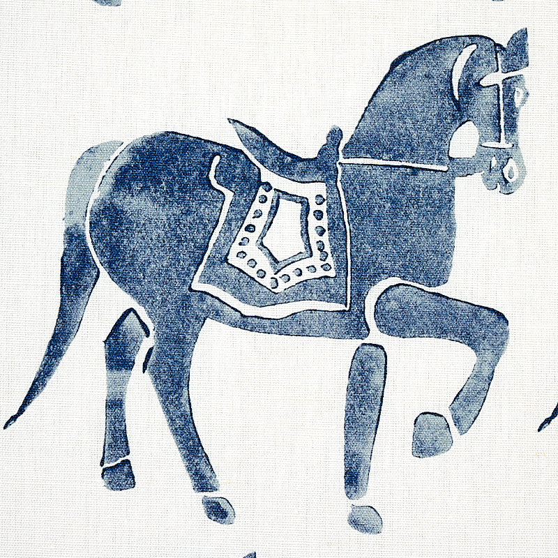 Schumacher Marwari Horse Navy Fabric 179130