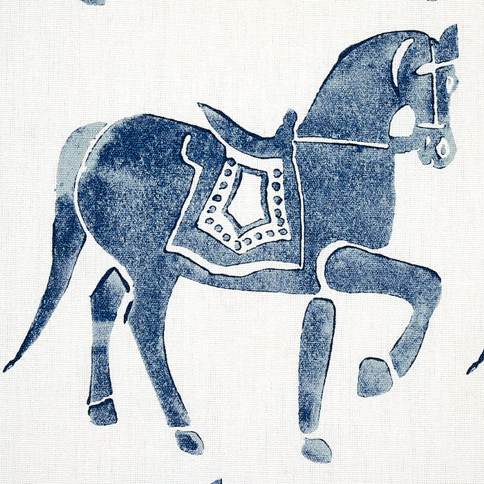 Schumacher Marwari Horse Navy Fabric Sample 179130