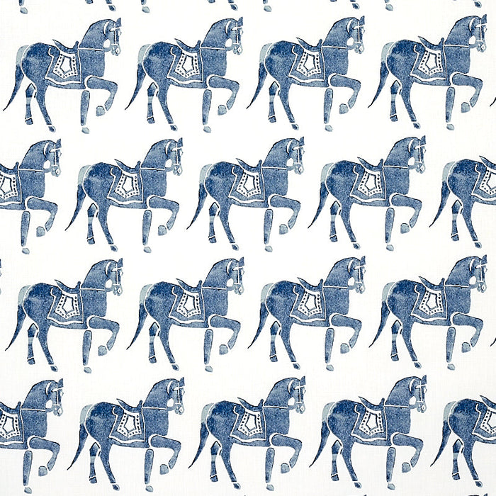 Schumacher Marwari Horse Navy Fabric Sample 179130