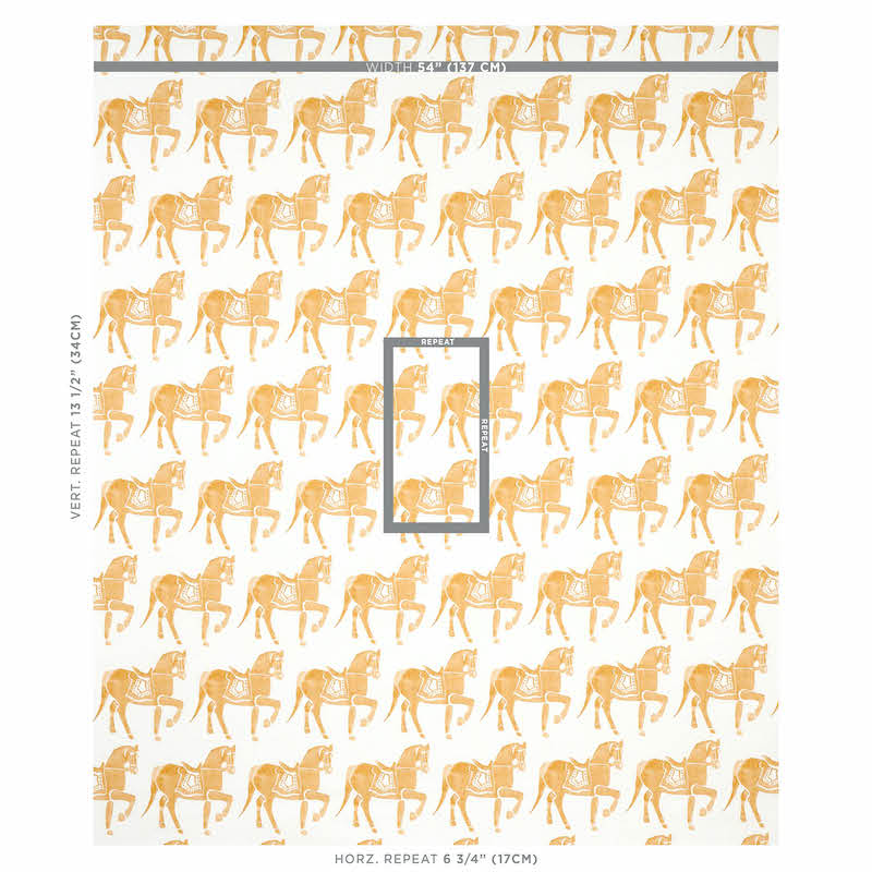 Schumacher Marwari Horse Mustard Fabric 179131