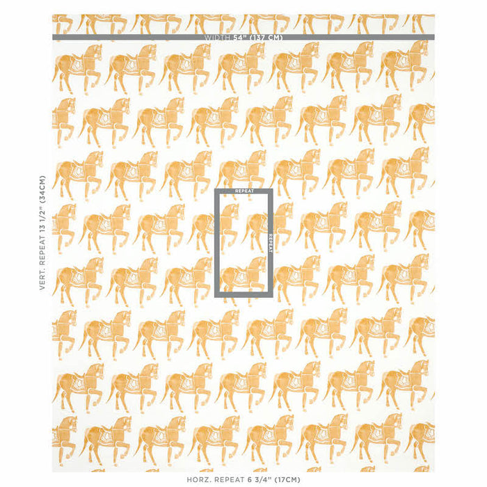 Schumacher Marwari Horse Mustard Fabric Sample 179131