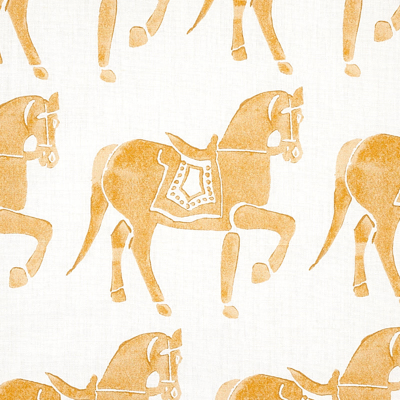 Schumacher Marwari Horse Mustard Fabric 179131