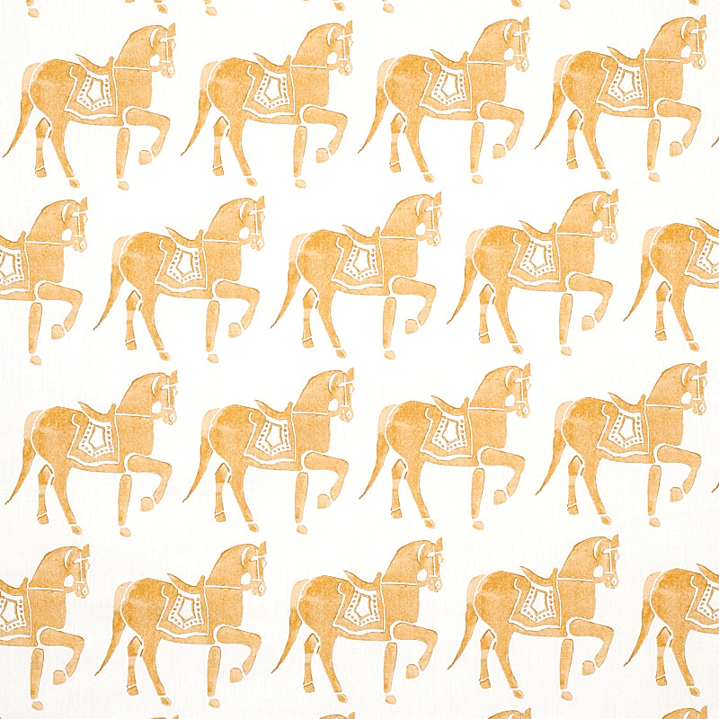 Schumacher Marwari Horse Mustard Fabric 179131