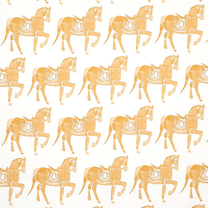 Schumacher Marwari Horse Mustard Fabric Sample 179131