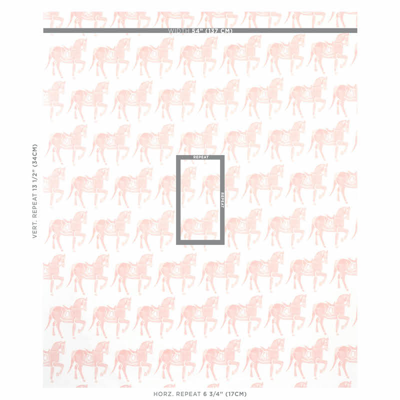 Schumacher Marwari Horse Pink Fabric Sample 179132