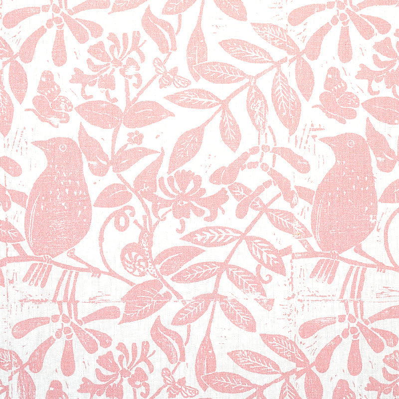 Schumacher Bird & Bee Pink Fabric Sample 179210