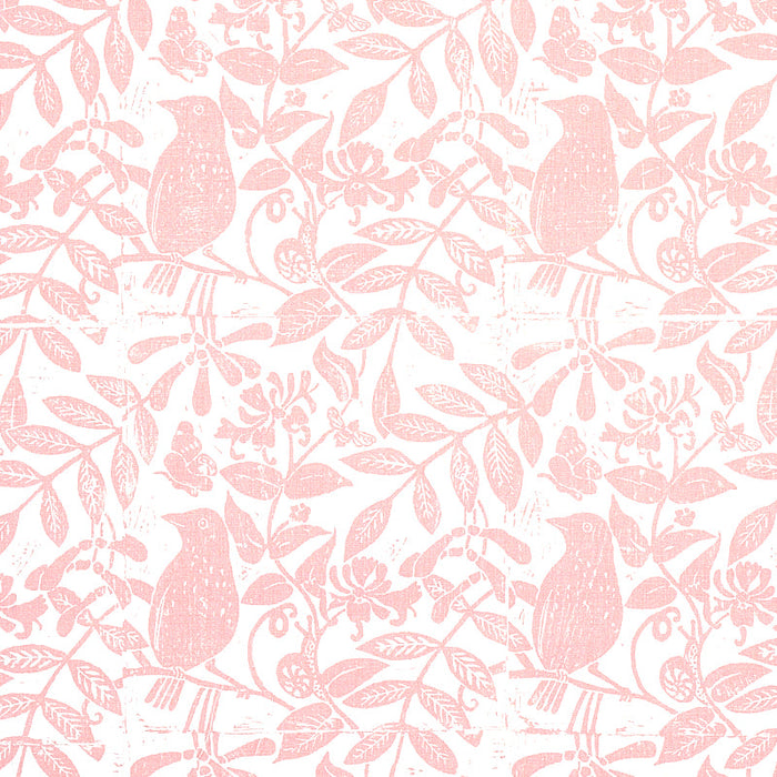 Schumacher Bird & Bee Pink Fabric Sample 179210