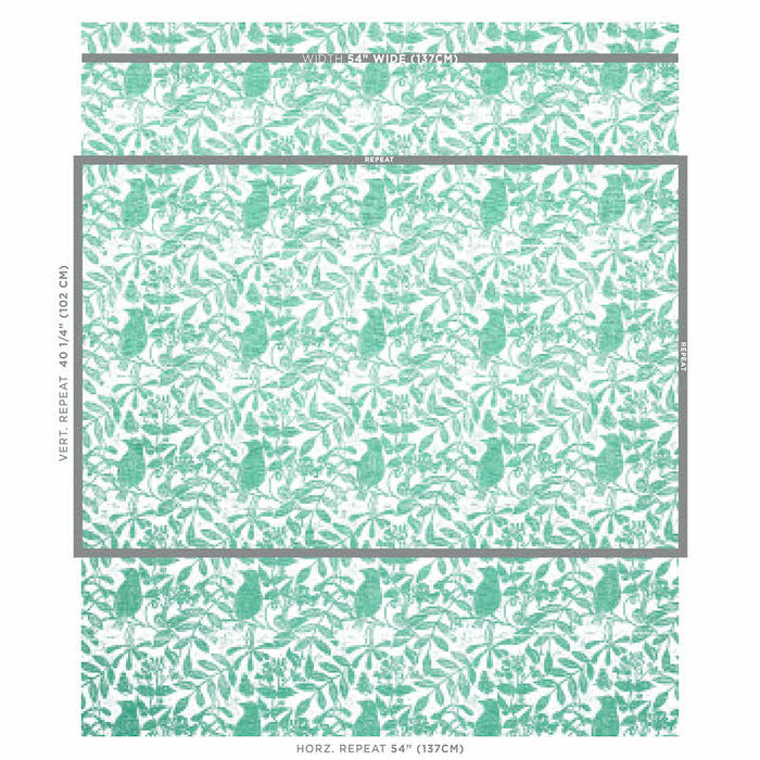 Schumacher Bird & Bee Sea Glass Fabric 179211