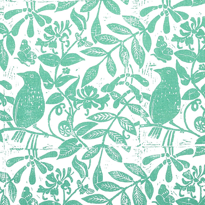 Schumacher Bird & Bee Sea Glass Fabric 179211