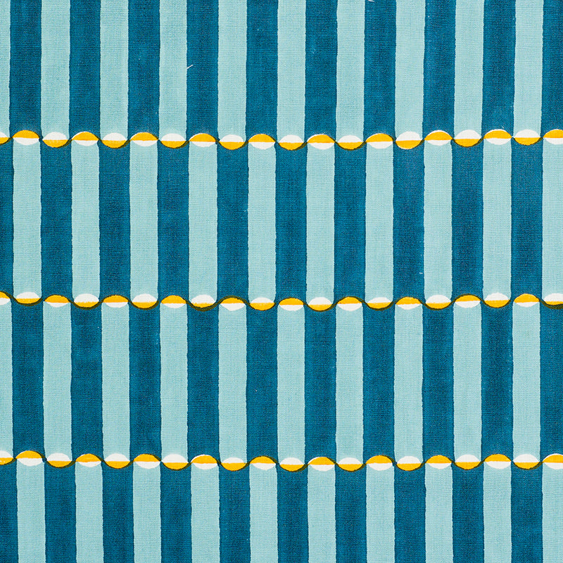 Schumacher Luna Blue & Turmeric Fabric 179281