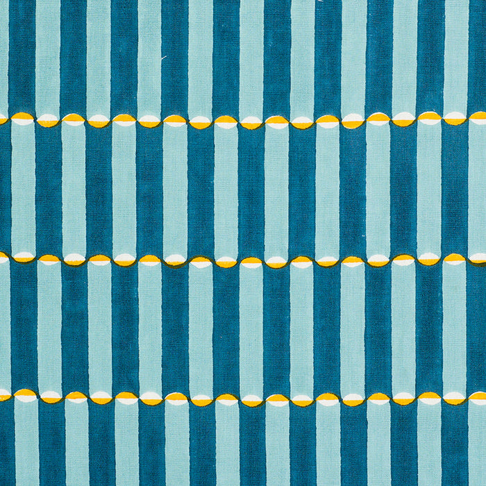 Schumacher Luna Blue & Turmeric Fabric Sample 179281