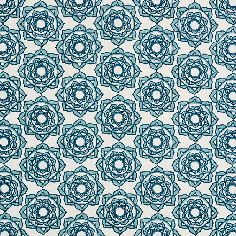 Schumacher Rose Blue Fabric 179290