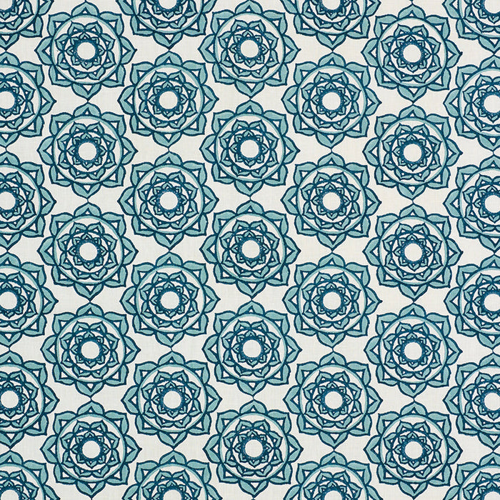 Schumacher Rose Blue Fabric Sample 179290