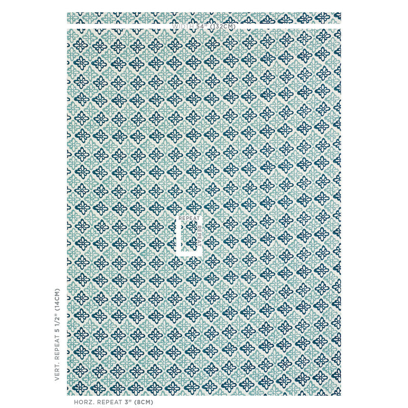 Schumacher Pattee Blue Fabric 179301