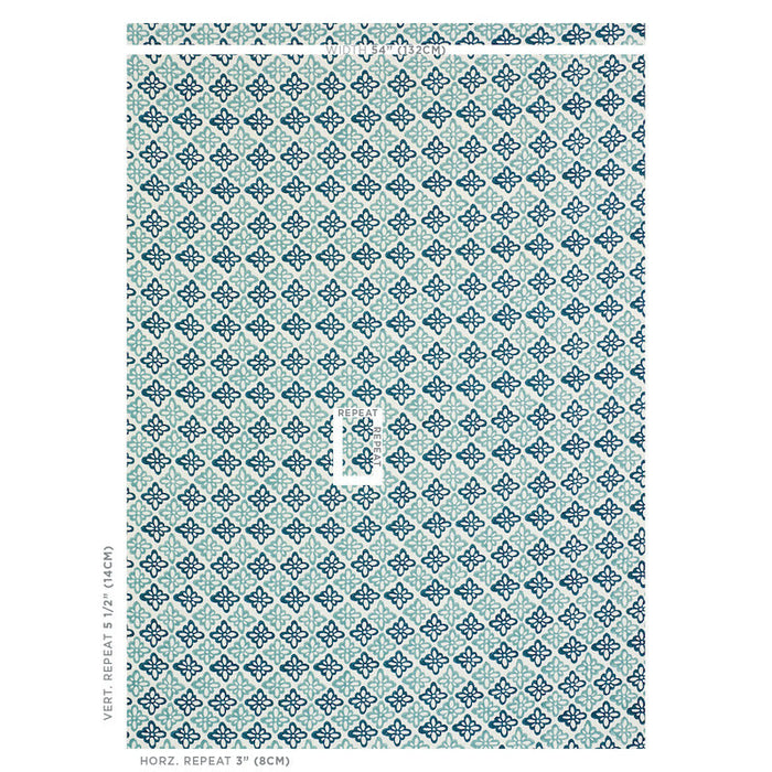 Schumacher Pattee Blue Fabric Sample 179301