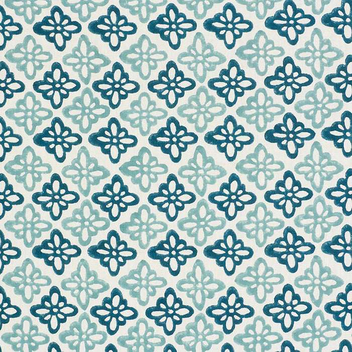 Schumacher Pattee Blue Fabric Sample 179301