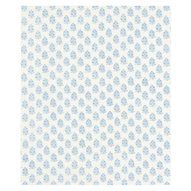 Schumacher Aditi Hand Blocked Print Blue Fabric 179360