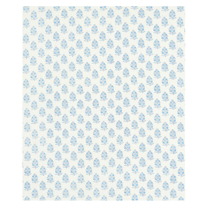 Schumacher Aditi Hand Blocked Print Blue Fabric Sample 179360