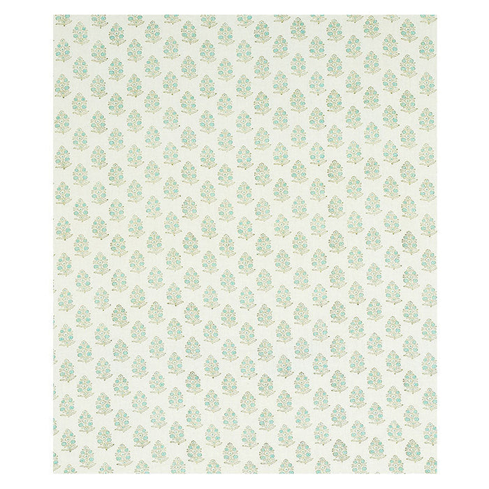 Schumacher Aditi Hand Blocked Print Green Fabric Sample 179361