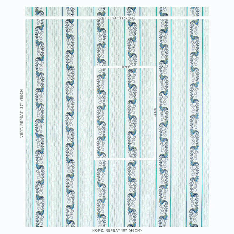 Schumacher Aleksy Stripe Teal Fabric 179381