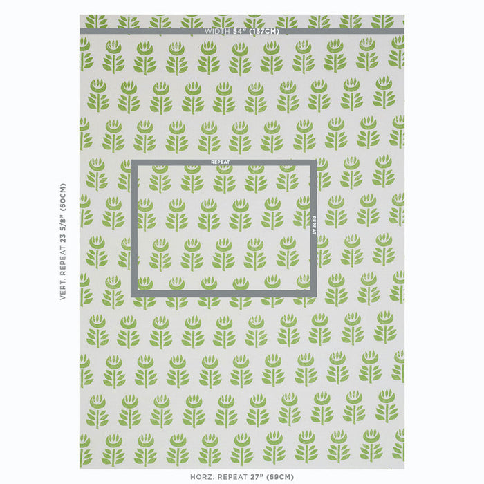 Schumacher Rosenborg Hand Print Green Fabric Sample 179400