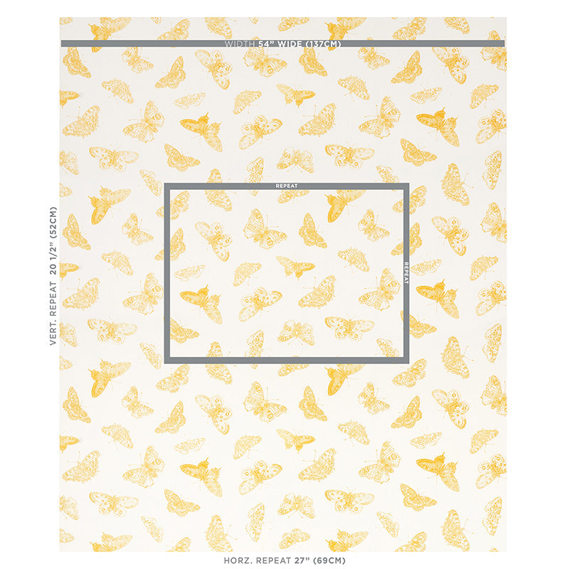 Schumacher Burnell Butterfly Yellow Fabric Sample 179431