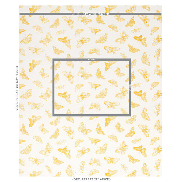 Schumacher Burnell Butterfly Yellow Fabric Sample 179431