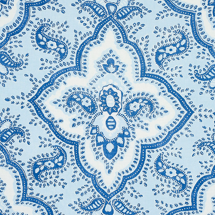 Schumacher Amalia Medallion Handmade Print Blue Fabric 179440