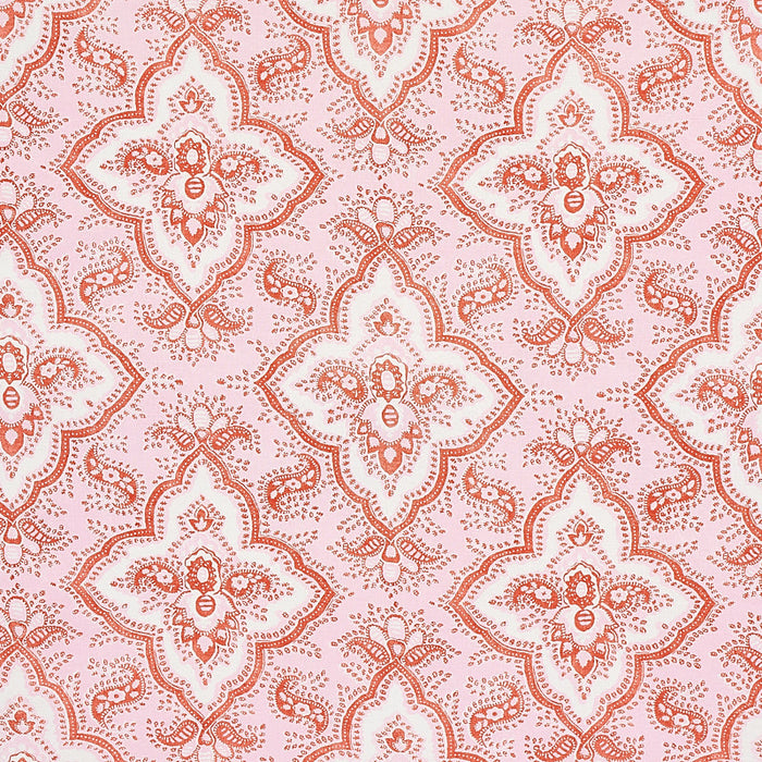 Schumacher Amalia Medallion Handmade Print Pink Fabric Sample 179442