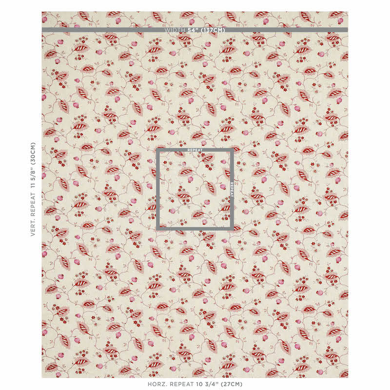 Schumacher Maryam Vine Pink & Red Fabric 179450