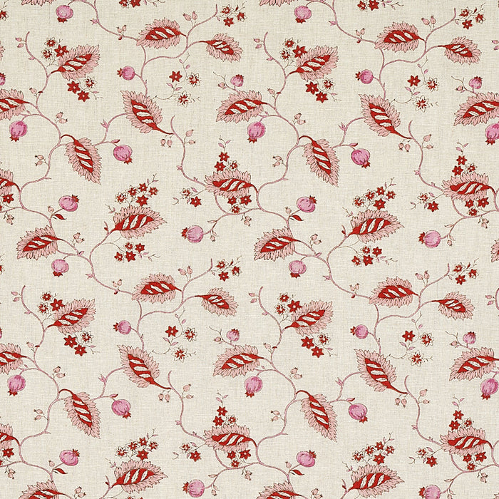 Schumacher Maryam Vine Pink & Red Fabric Sample 179450