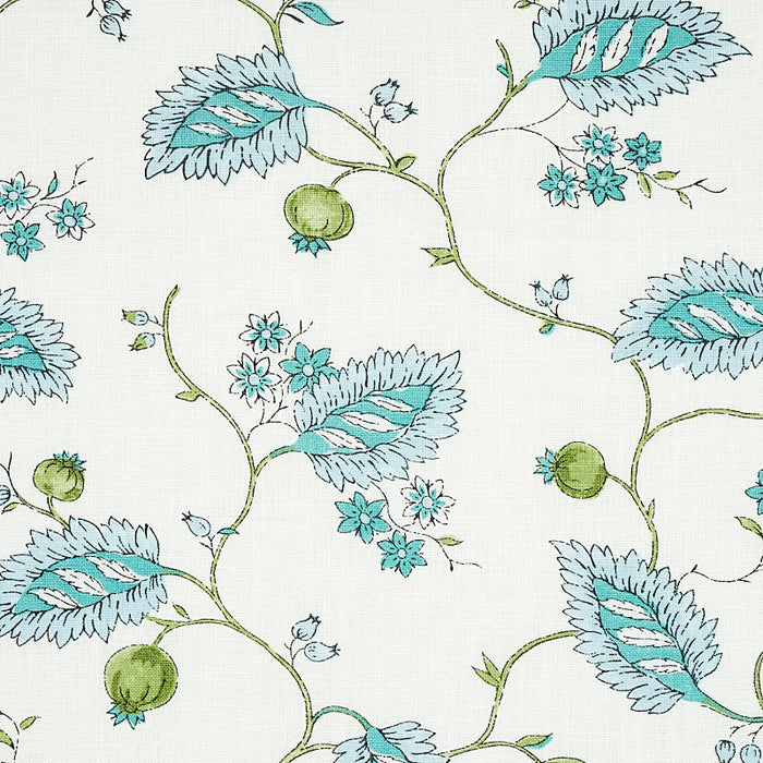 Schumacher Maryam Vine Peacock Fabric Sample 179451