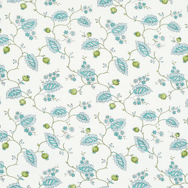 Schumacher Maryam Vine Peacock Fabric 179451