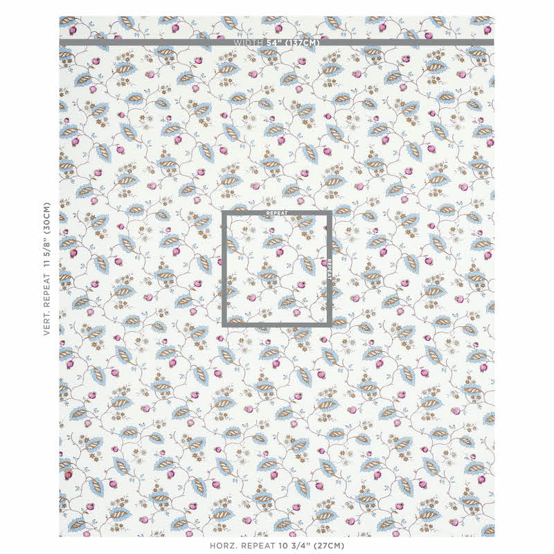 Schumacher Maryam Vine Sky & Plum Fabric Sample 179452