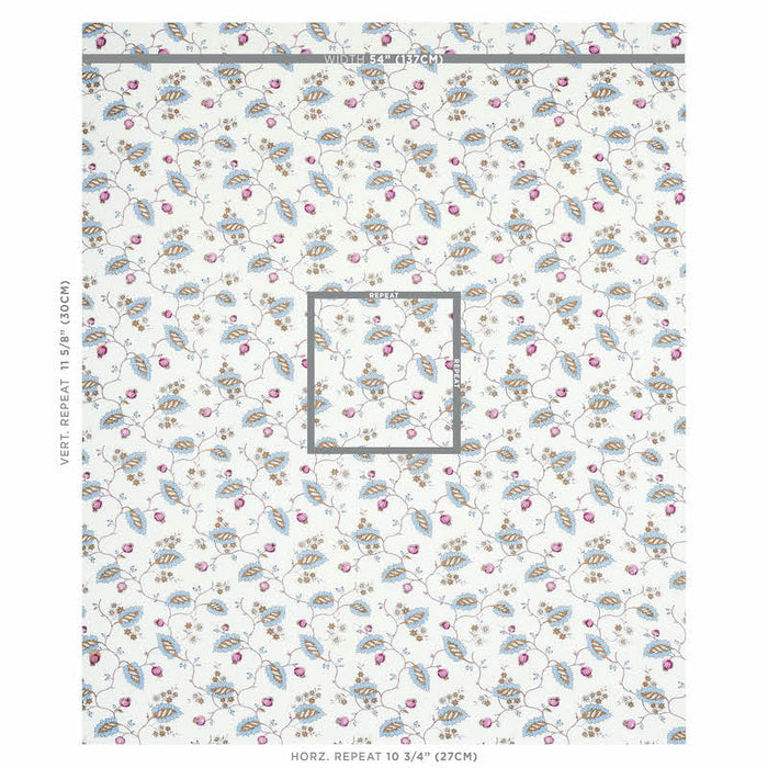 Schumacher Maryam Vine Sky & Plum Fabric Sample 179452