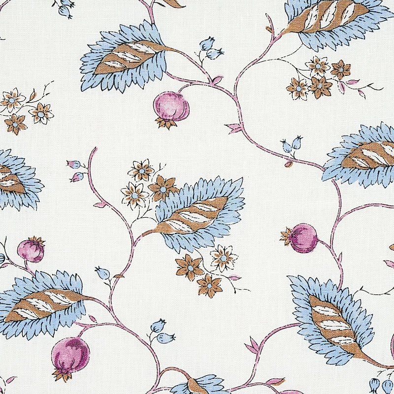 Schumacher Maryam Vine Sky & Plum Fabric 179452