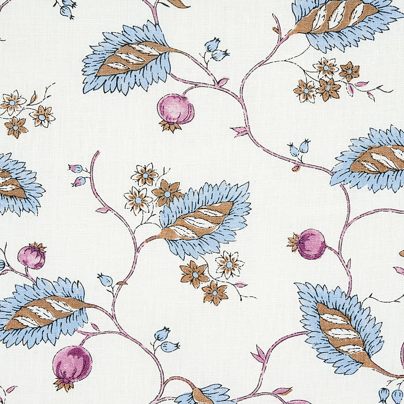 Schumacher Maryam Vine Sky & Plum Fabric Sample 179452