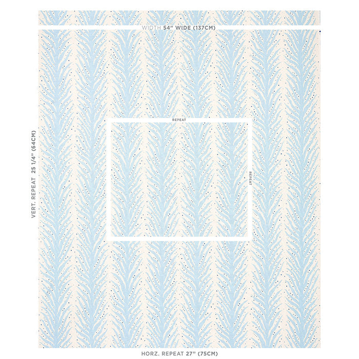 Schumacher Creeping Fern Slumber Blue Fabric Sample 179480