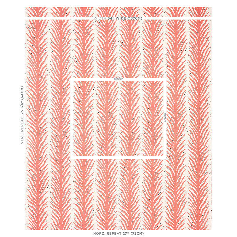 Schumacher Creeping Fern Coral Fabric Sample 179482