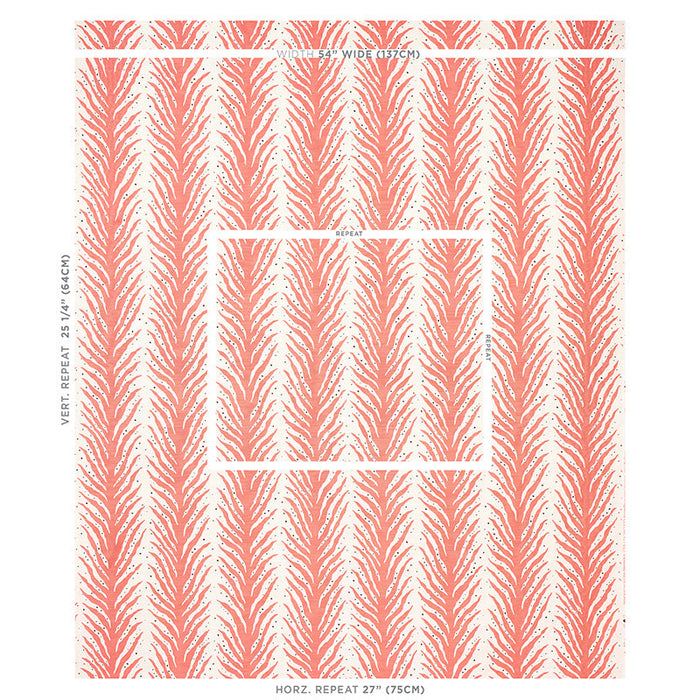 Schumacher Creeping Fern Coral Fabric Sample 179482