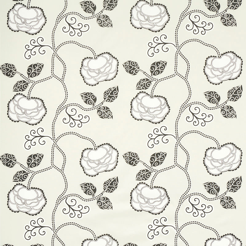 Schumacher Queen Fruit Chintz Ebony Ivory Fabric 179541