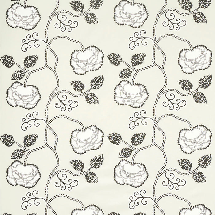 Schumacher Queen Fruit Chintz Ebony Ivory Fabric Sample 179541