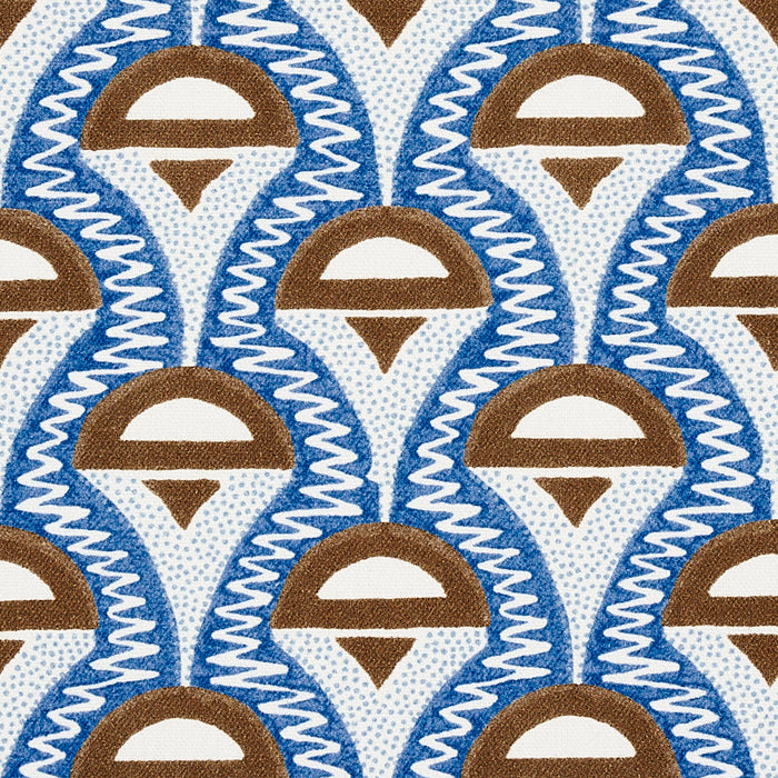 Schumacher Abelino Blue & Brown Fabric Sample 179581